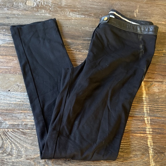 Tory Burch Pants - Tori Burch leather trimmed straight leg knit riding pants EUC size M (8/10)